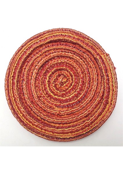 2CD-51009-012 30 cm Yuvarlak Pamuk Dokuma Iskandinav Tarzı Kaymaz Mutfak Placemat Coaster Yalıtım Pedi Bulaşık Kahve Fincanı Masa Mat Peçete Ev 51009 (Yurt Dışından)