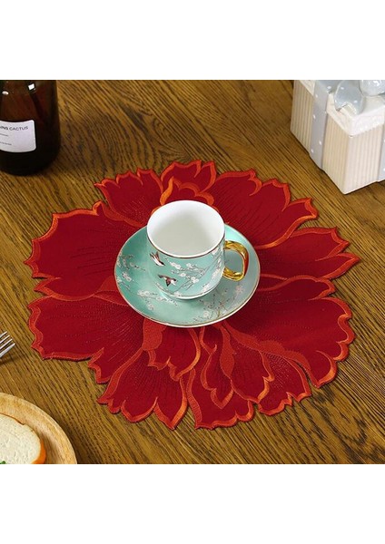 Açık Sarı Yuvarlak 35 cm Popüler Gül Çiçek Nakış Yer Masa Mat Kumaş Kahve Çay Altlığı Ped Fincan Mutfak Bardak Altlığı Peçete Yemek Düğün Noel Placemats (Yurt Dışından)