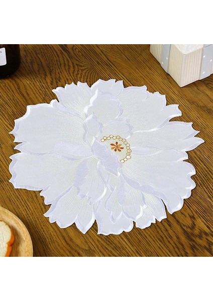 Açık Sarı Yuvarlak 35 cm Popüler Gül Çiçek Nakış Yer Masa Mat Kumaş Kahve Çay Altlığı Ped Fincan Mutfak Bardak Altlığı Peçete Yemek Düğün Noel Placemats (Yurt Dışından)