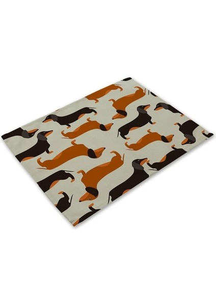 2CD-ML0020-6 Pug Köpek Desen Pamuk Keten Ped Yemek Masası Paspaslar Coaster Kase Fincan Mat Desen Mutfak Placemat 42*32 cm Ev Dekor ML0020 (Yurt Dışından)