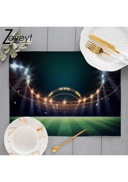 LE1349 32X42CM Futbol Sahası Yer Paspasları Futbol Oyunu Strateji Taktikleri Bitiş Bölgesi Touchdown Spor Yarışması Tema Keten Servis Altlıkları Yemek Masası (Yurt Dışından)