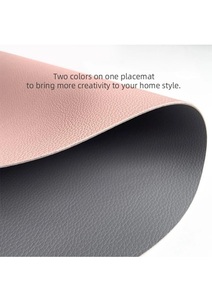 Ds Pembe Gri 44X30 cm 1 Adet Inyahome Ev Dekor Mutfak Masa Placemats Çift Taraflı Renkli Oval Tasarım Yemek Masası Paspaslar Su Geçirmez Isıya Dayanıklı Kapalı (Yurt Dışından)