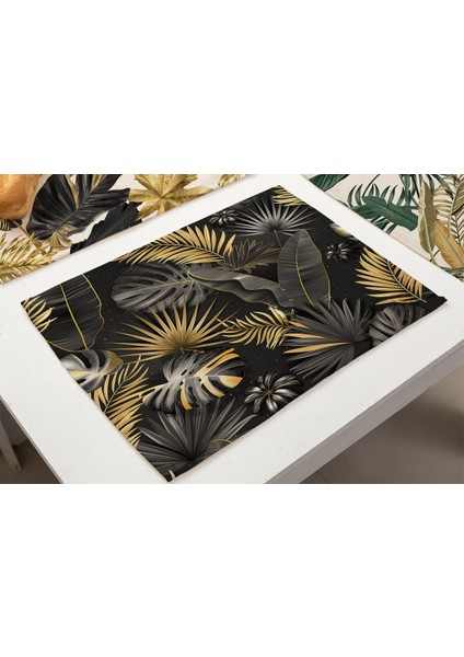 LM3627 32X42CM-KETEN 32X42CM Yeşil Tropikal Yapraklar Mutfak Mat Altın Baskı Bitki Yemek Masası Mat Coaster Pad Kase Fincan Isı Yalıtım Placemat (Yurt Dışından) fırsatları