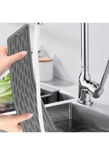 Yeşil 35X8 cm Silikon Bulaşık Drenaj Aracı Kaymaz Lavabo Tepsisi Sofra Yastık Depolama Rafı Mutfak Eşyaları Koruma Mat Mutfak Aksesuarları (Yurt Dışından)