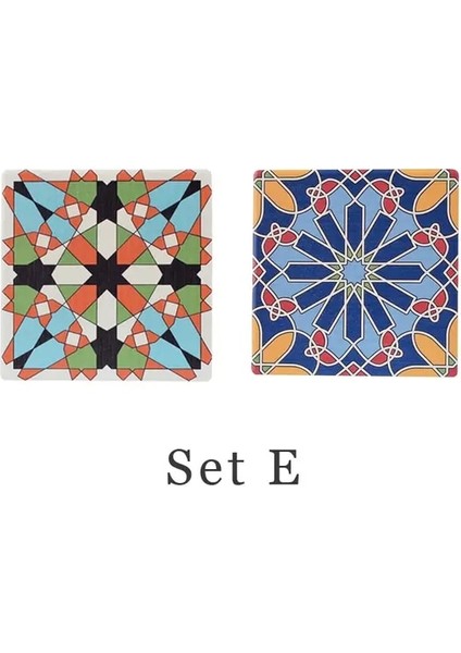 Set E 10 cm 2 Adet Yuvarlak Mandala Çiçekli Seramik Bardak Kaymaz Yalıtımlı Şişe Placemat Coaster Kahve Kupa Için Cam Bardak (Yurt Dışından)