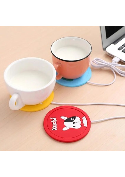 01 Yuvarlak Elektrikli Isıtma Coaster Kupa Isıtıcı Masaüstü Fincan Isıtıcı Kahve Süt Çay USB Güç Karikatür Termostatik Mat Mutfak Malzemeleri (Yurt Dışından)