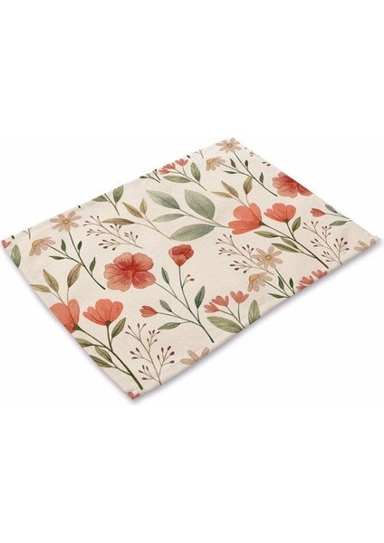 LE77 42X32 cm Çiçek Desenli Placemat Mutfak Dekoru Pamuk Keten Boho Çiçek Yemek Masası Paspaslar Coaster Pad Kase Kahve Fincanı Mat 42X32 cm (Yurt Dışından)
