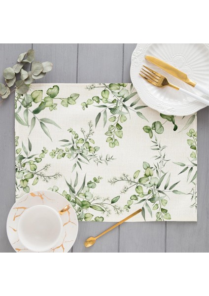 LE77 42X32 cm Çiçek Desenli Placemat Mutfak Dekoru Pamuk Keten Boho Çiçek Yemek Masası Paspaslar Coaster Pad Kase Kahve Fincanı Mat 42X32 cm (Yurt Dışından)