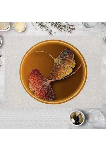 LM3700 32X42CM-KETEN 32X42CM Ginkgo Biloba Pamuk Keten Mutfak Placemat Nordic Baskı Coaster Pad Yeşil Yapraklar Bitki Yemek Masası Mat Kase Fincan Paspaslar (Yurt Dışından)