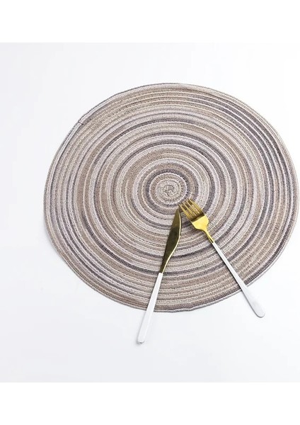 2CD-51009-016 18 cm Yuvarlak Pamuk Dokuma Iskandinav Tarzı Kaymaz Mutfak Placemat Coaster Yalıtım Pedi Bulaşık Kahve Fincanı Masa Mat Peçete Ev 51009 (Yurt Dışından)