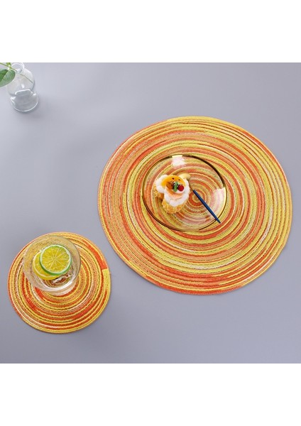 03 Yuvarlak Çap 38 cm 1 Adet Örgü Kaymaz Servis Altlığı Pamuk Yemek Masası Mat Kahve Sıcak Pedler Ev Için Isıya Dayanıklı Servis Altlığı Noel Düğün Dekor (Yurt Dışından)
