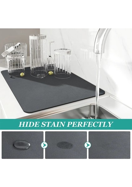 Siyah 20X30 cm Süper Emici Antiskid Büyük Mutfak Emici Drenaj Mat Kahve Bulaşık Kurutma Mat Hızlı Kuru Banyo Drenaj Pedi Sofra Mat (Yurt Dışından) fırsatları
