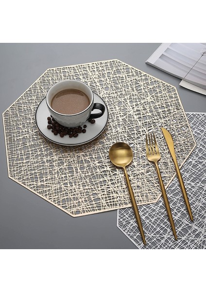 Yaprak Gümüş 2 Adet 6/4/2 Adet Yuvarlak Placemats Restoran Içi Boş Pvc Dekorasyon Yemek Mat Anti-Sıcak Yemek Masası Hattı Mat Biftek Tabağı Pedi (Yurt Dışından)