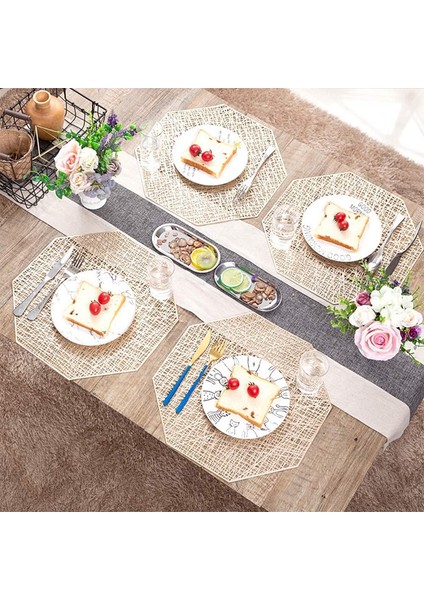 Yaprak Gümüş 2 Adet 6/4/2 Adet Yuvarlak Placemats Restoran Içi Boş Pvc Dekorasyon Yemek Mat Anti-Sıcak Yemek Masası Hattı Mat Biftek Tabağı Pedi (Yurt Dışından)