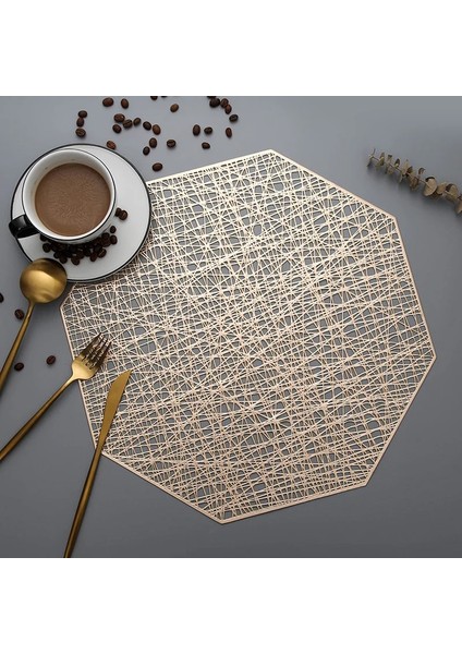 Yaprak Gümüş 2 Adet 6/4/2 Adet Yuvarlak Placemats Restoran Içi Boş Pvc Dekorasyon Yemek Mat Anti-Sıcak Yemek Masası Hattı Mat Biftek Tabağı Pedi (Yurt Dışından)