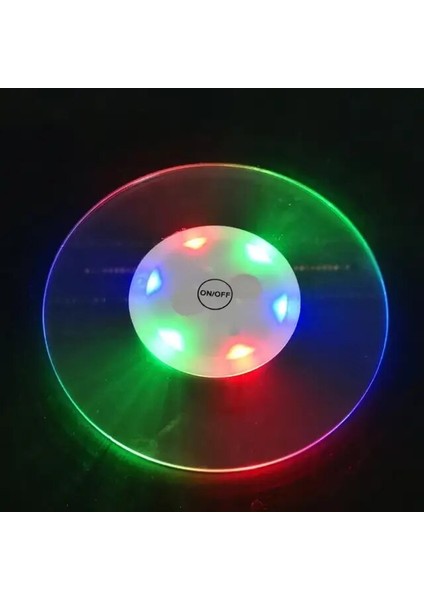 Yuvarlak Renkli Işık LED Coaster Akrilik Bar Kokteyl Flaş Tabanı LED Paspaslar Kristal Ultra-Ince LED Işık Coaster Bar Masa Dekorasyon Aksesuarları (Yurt Dışından)