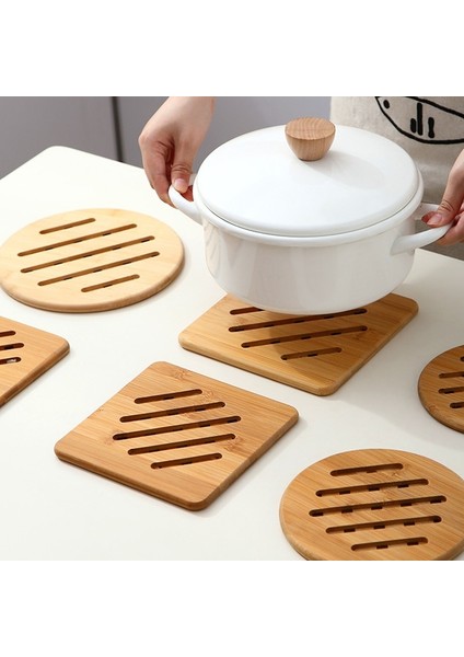 B2 Bambu Trivet Mat Seti Mutfak Ahşap Sıcak Pedler Trivet Sıcak Yemekler Için Isıya Dayanıklı Pedler/tencere/kase/çaydanlık/tencere Tutucular Anti-Sıcak (Yurt Dışından)