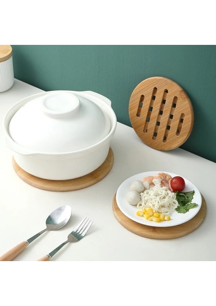 B2 Bambu Trivet Mat Seti Mutfak Ahşap Sıcak Pedler Trivet Sıcak Yemekler Için Isıya Dayanıklı Pedler/tencere/kase/çaydanlık/tencere Tutucular Anti-Sıcak (Yurt Dışından)