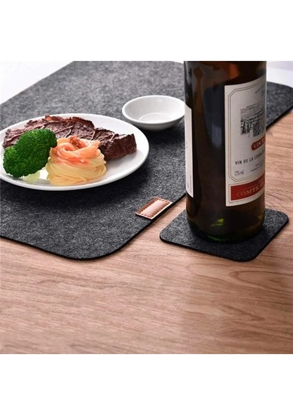 Siyah 1 Takım 3 Adet Set Placemat Masa Mat Yıkanabilir Keçe Placemats Sofra Pedi Kaymaz Placemat Seti Yemek Masası Mat Bardak Altlığı Şarap Pedi (Yurt Dışından)
