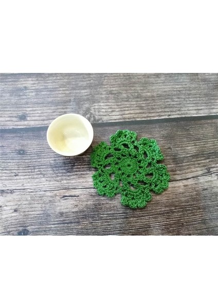 Koyu Yeşil Yuvarlak 10 cm 10 cm Yuvarlak Modern Renkli Kar Tanesi Pamuk Placemat El Yapımı Tığ Işi Masa Mat Kumaş Çay Bardağı Kahve Kupa Bardak Altlığı Düğün Bardak Altlığı Peçete (Yurt Dışından)