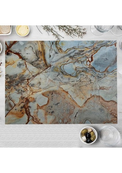 LM3584 32X42CM-KETEN 32X42CM Kahverengi Mermer Mutfak Servis Altlığı Çok Renkli Kaya Doku Pamuk Keten Yemek Masası Mat Kase Coaster Pad Ev Dekorasyon (Yurt Dışından)