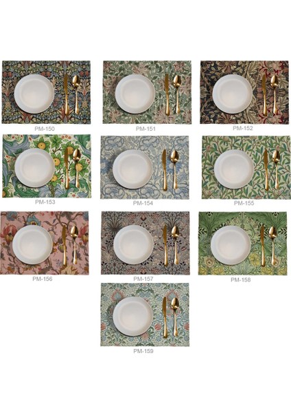 PM-155 46CMX33CM Retro Bitki Desenleri Masa Peçetesi Yalıtım Placemat Pamuk Keten Ped Masa Mat Mutfak Aksesuarları Dekorasyon Ev Ped Coaster (Yurt Dışından) fırsatları