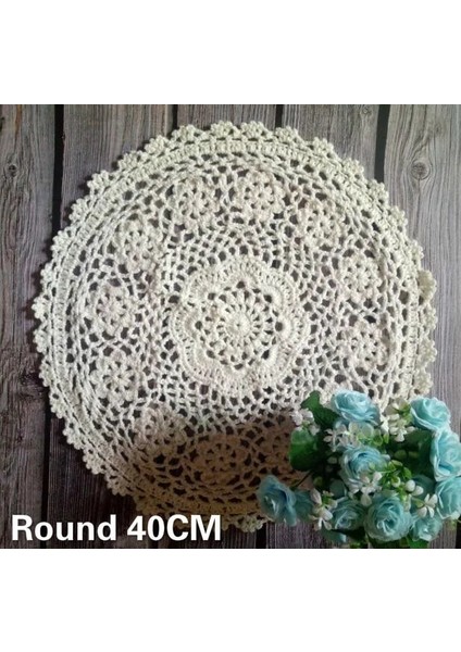Kırmızı Yuvarlak 40CM Yeni Tığ Işi Masa Placemat Yalıtım Gıda Pedi Pamuk Dantel Çiçekler Noel Bardak Altlığı Peçete Kahve Kupa Içecek Bardak Altlığı Takımı Düğün Mutfak (Yurt Dışından)
