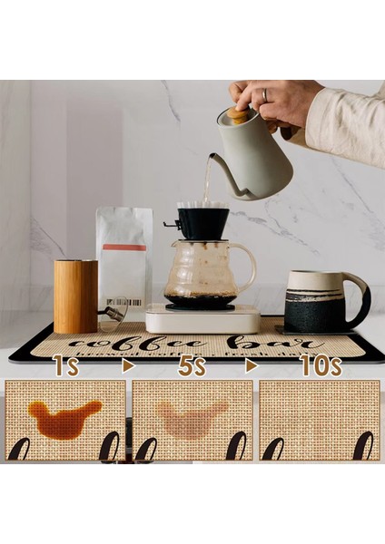 Bej 50X60 cm Kahve Mat Gizlemek Leke Kauçuk Destekli Emici Kahve Makinesi Mat Bulaşık Kurutma Mat Kahve Bar Aksesuarları Mutfak Tezgahı Için (Yurt Dışından)