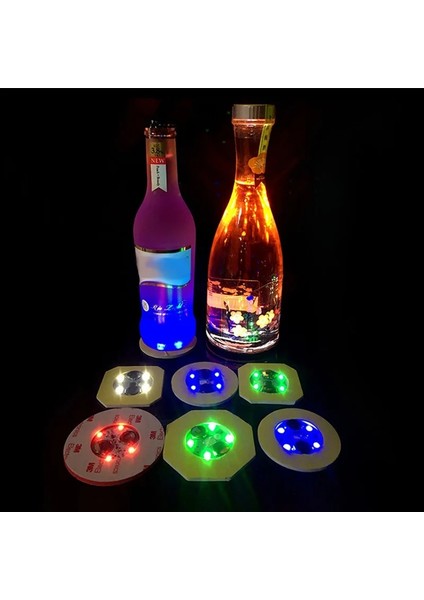 1 Adet Beyaz Bir Boyut Aydınlık Şişe Çıkartmalar Işıkları LED Coaster, Yanıp Sönen Atmosfer Işığı ile Bar Düğün Parti Kokteyl Bardak Vazo Dekor Lambaları (Yurt Dışından)