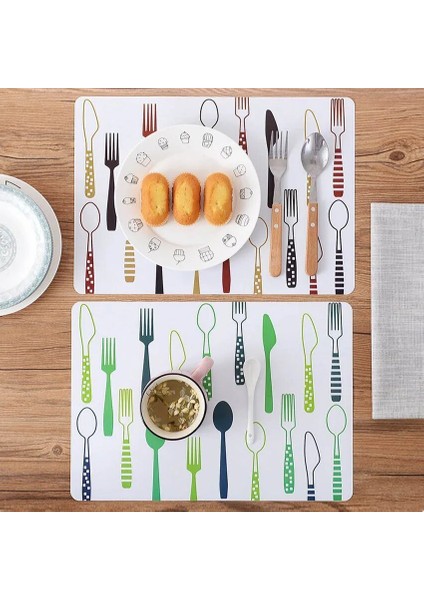 Mix Renkler 2 Adet-Paket 2/4 Adet Placemats Pvc Masa Mat Çocuk Sofra Karikatür Yemek Masası Disk Pedleri Bardak Napperon Plaka Bar Tapete De Lugar 40*28 cm (Yurt Dışından)