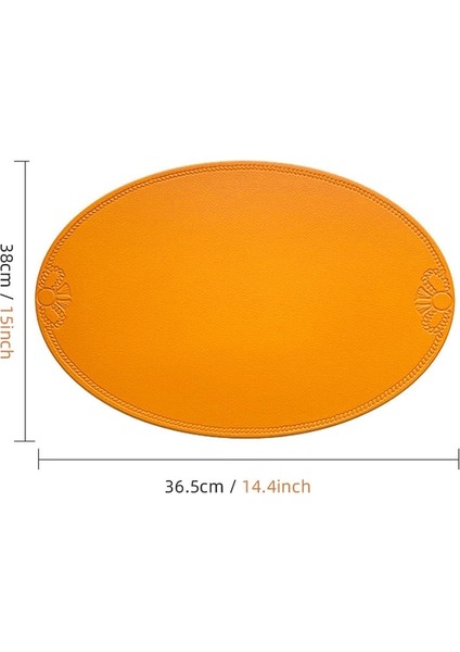 Oval Turuncu Resimde Gösterildiği Gibi Deri Servis Altlığı Yemek Masası Mat Altlık Bireysel Masa Örtüsü Bulaşık Fincan Tabak Sofra Pedi Modern Iskandinav Mutfak Aksesuarları (Yurt Dışından)