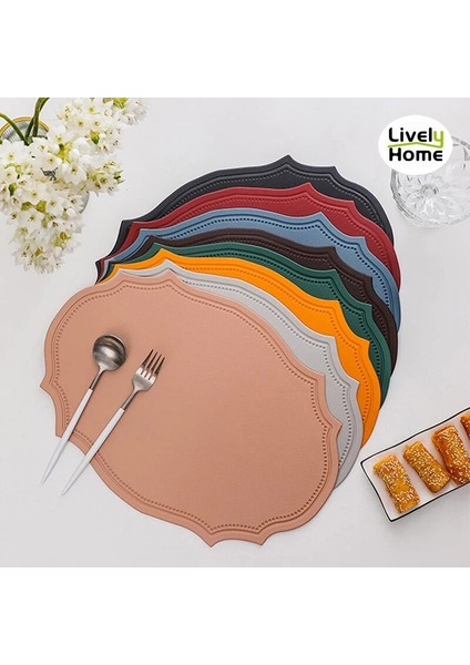 Oval Turuncu Resimde Gösterildiği Gibi Deri Servis Altlığı Yemek Masası Mat Altlık Bireysel Masa Örtüsü Bulaşık Fincan Tabak Sofra Pedi Modern Iskandinav Mutfak Aksesuarları (Yurt Dışından)