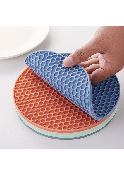 Kırmızı 17.5cm 1 Parça Set Silikon Petek Coaster Coaster Içecek Placemat Kahve Kupası Kupa Cam Içecek Mat (Yurt Dışından)
