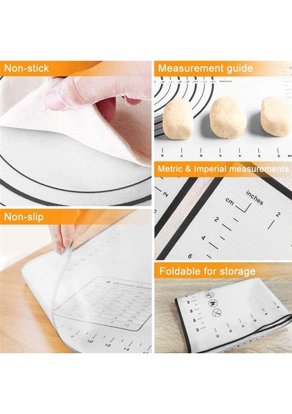 60X50 cm Siyah Kaymaz Silikon Pişirme Mat Isıya Dayanıklı Masa Mat Pad Yapışmaz Yoğurma Hamur Mat Pasta Fırın Tepsisi Pizza Hamur Makinesi (Yurt Dışından)