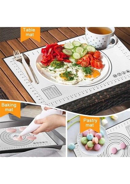 60X50 cm Siyah Kaymaz Silikon Pişirme Mat Isıya Dayanıklı Masa Mat Pad Yapışmaz Yoğurma Hamur Mat Pasta Fırın Tepsisi Pizza Hamur Makinesi (Yurt Dışından)