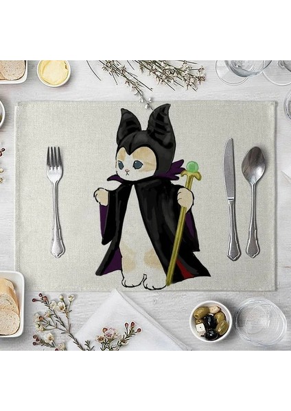 Cdlxc1 (28) 32X42 cm Yaratıcı Komik Kedi Desen Placemats Mutfak Placemats Bardak Pamuk Keten Paspaslar Kahve Fincanları Masa Paspasları Mutfak Aksesuarları (Yurt Dışından)