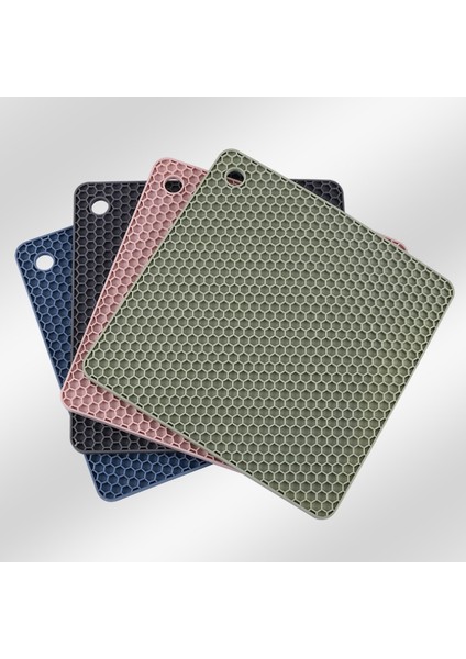 Mavi Yuvarlak Mat 1 Adet 1 Adet Silikon Petek Servis Altlığı Silikon Isıya Dayanıklı Masa Mat Yuvarlak ve Kare Coaster Kaymaz Mutfak Tencere Kase Mat (Yurt Dışından)