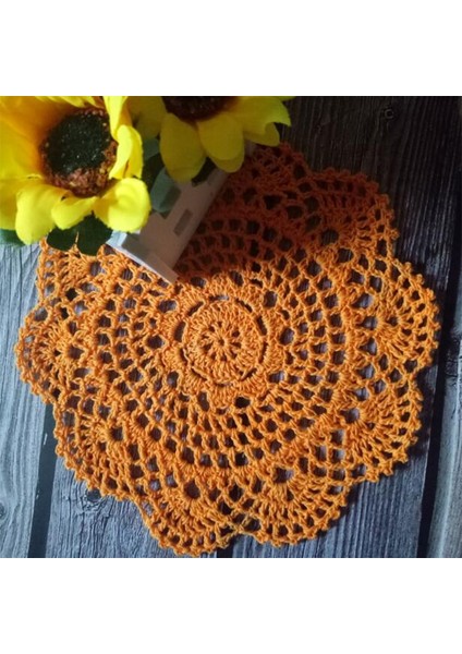 Bej Yuvarlak 20CM Sıcak Yuvarlak Dantel Pamuk Masa Yer Mat Tığ Işi Kahve Placemat Içecek Pedi Noel Cam Bardak Bardak Kupa Çay Yemek Bardak Altlığı Peçete Mutfak (Yurt Dışından)
