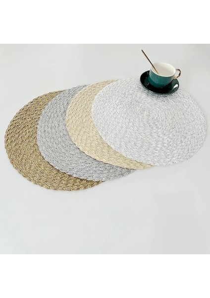 V Yuvarlak 38 cm 1 Adet Pp Yemek Masası Mat Dokuma Placemat Ped Isıya Dayanıklı Kaseler Kahve Fincanları Coaster Sofra Mat Ev Mutfak Parti Kaynağı (Yurt Dışından)