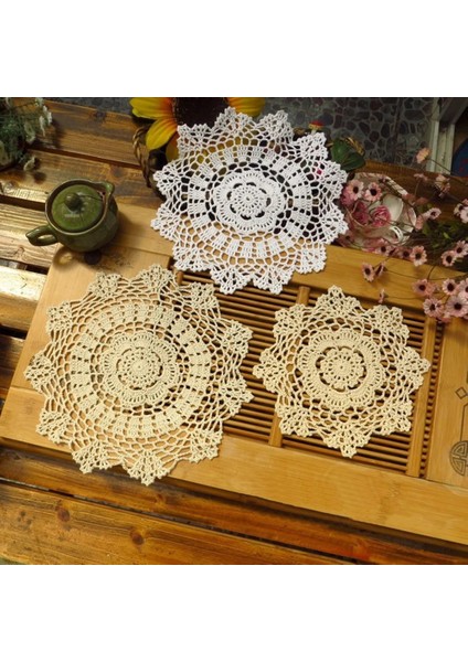 APRICOT-12CM Yuvarlak M Yuvarlak El Tığ Işi Bardak Altlığı Peçete Vintage Pamuk Tığ Işi Masa Yer Mat Düğün Peçeteler Kumaş Dantel Placemats Dekoratif Şömine Mesa (Yurt Dışından)