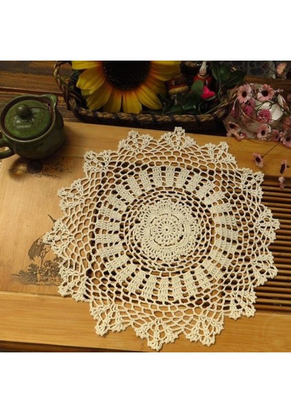 APRICOT-12CM Yuvarlak M Yuvarlak El Tığ Işi Bardak Altlığı Peçete Vintage Pamuk Tığ Işi Masa Yer Mat Düğün Peçeteler Kumaş Dantel Placemats Dekoratif Şömine Mesa (Yurt Dışından)