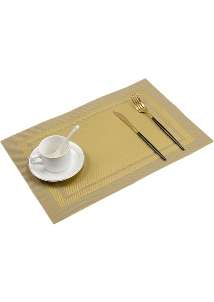 Kayısı 03 6 Adet 6/4 Adet Dikdörtgen Servis Altlığı Restoran Yıkanabilir Pvc Dayanıklı Yemek Masası Örgü Paspaslar Çerçeve Teslin Disk Kase Coaster Kaymaz Ped (Yurt Dışından)