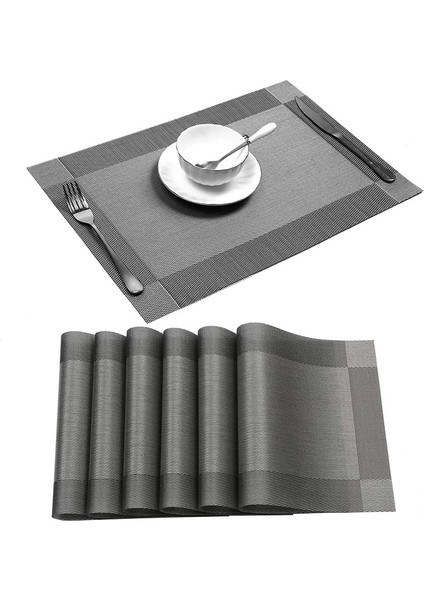 Kayısı 03 6 Adet 6/4 Adet Dikdörtgen Servis Altlığı Restoran Yıkanabilir Pvc Dayanıklı Yemek Masası Örgü Paspaslar Çerçeve Teslin Disk Kase Coaster Kaymaz Ped (Yurt Dışından)