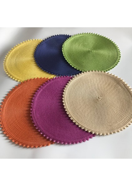 F Yuvarlak 35CM Yuvarlak Örgü Placemat Masa Paspasları Basit Stil Yemek Peçete Pedleri Kaymaz Isıya Dayanıklı Coaster Yastık Mutfak Parti Dekorasyon (Yurt Dışından)