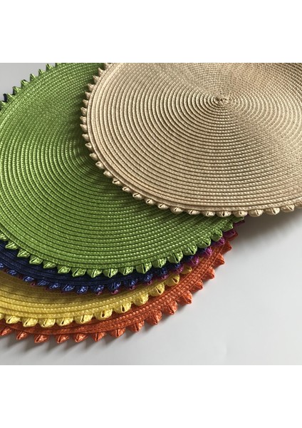 F Yuvarlak 35CM Yuvarlak Örgü Placemat Masa Paspasları Basit Stil Yemek Peçete Pedleri Kaymaz Isıya Dayanıklı Coaster Yastık Mutfak Parti Dekorasyon (Yurt Dışından)