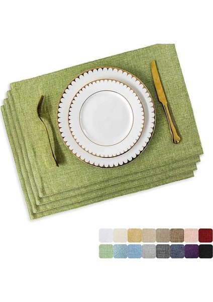 Mavi 4 Adet Placemat Set 4/6 Yıkanabilir Yer Paspasları Placemats Isıya Dayanıklı Sahte Keten Çuval Bezi Placemat Yemek Masası Mutfak Masa Paspasları (Yurt Dışından)