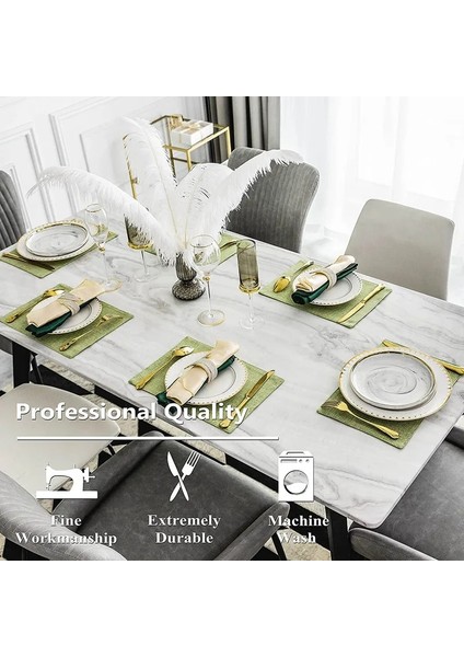 Mavi 4 Adet Placemat Set 4/6 Yıkanabilir Yer Paspasları Placemats Isıya Dayanıklı Sahte Keten Çuval Bezi Placemat Yemek Masası Mutfak Masa Paspasları (Yurt Dışından)
