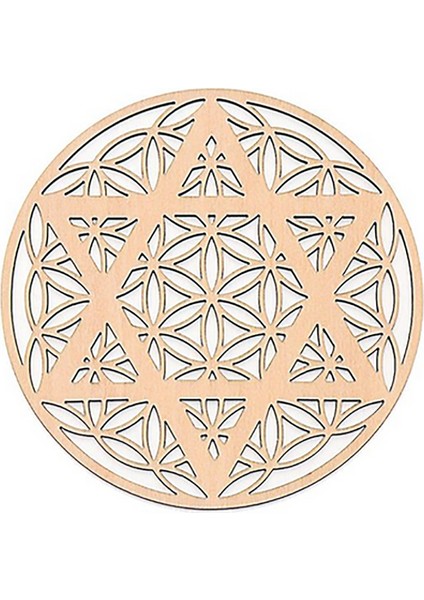 WD0108 20CM 1 Adet Çakra Yaşam Çiçeği Doğal Sembol 18 Çeşit Ahşap Yuvarlak Kenar Daire Oyma Coaster Taş Kristal Seti Dıy Dekor (Yurt Dışından)