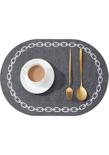 Oval Koyu Gri 44X30CM (1 Adet) Yemek Masası Için Deri Servis Altlıkları Su Geçirmez Isıya Dayanıklı Iskandinav Tarzı Mutfak Için Batı Masa Mat Yıkanabilir Sofra Takımı (Yurt Dışından)