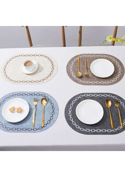 Oval Koyu Gri 44X30CM (1 Adet) Yemek Masası Için Deri Servis Altlıkları Su Geçirmez Isıya Dayanıklı Iskandinav Tarzı Mutfak Için Batı Masa Mat Yıkanabilir Sofra Takımı (Yurt Dışından)